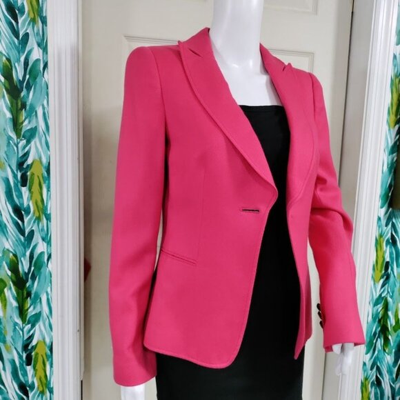 Giorgio Armani Cashmere Long Sleeve Peak Lapel Preppy Work Blazer Pink 36 - Picture 4 of 16